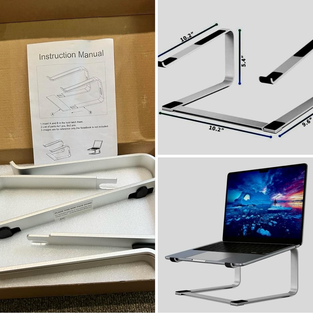 SOUNDANCE Laptop Stand, Aluminum Computer Riser, Ergonomic Laptops Elevator